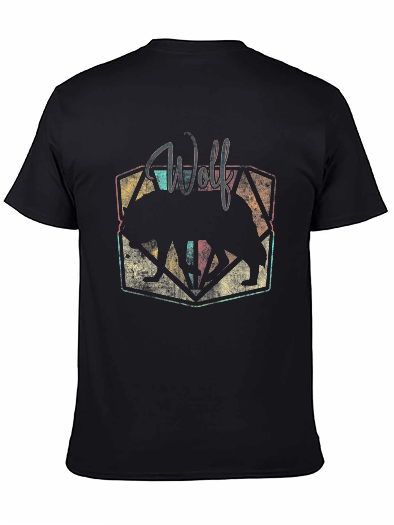 Wolf Graphic Print Black T-Shirt