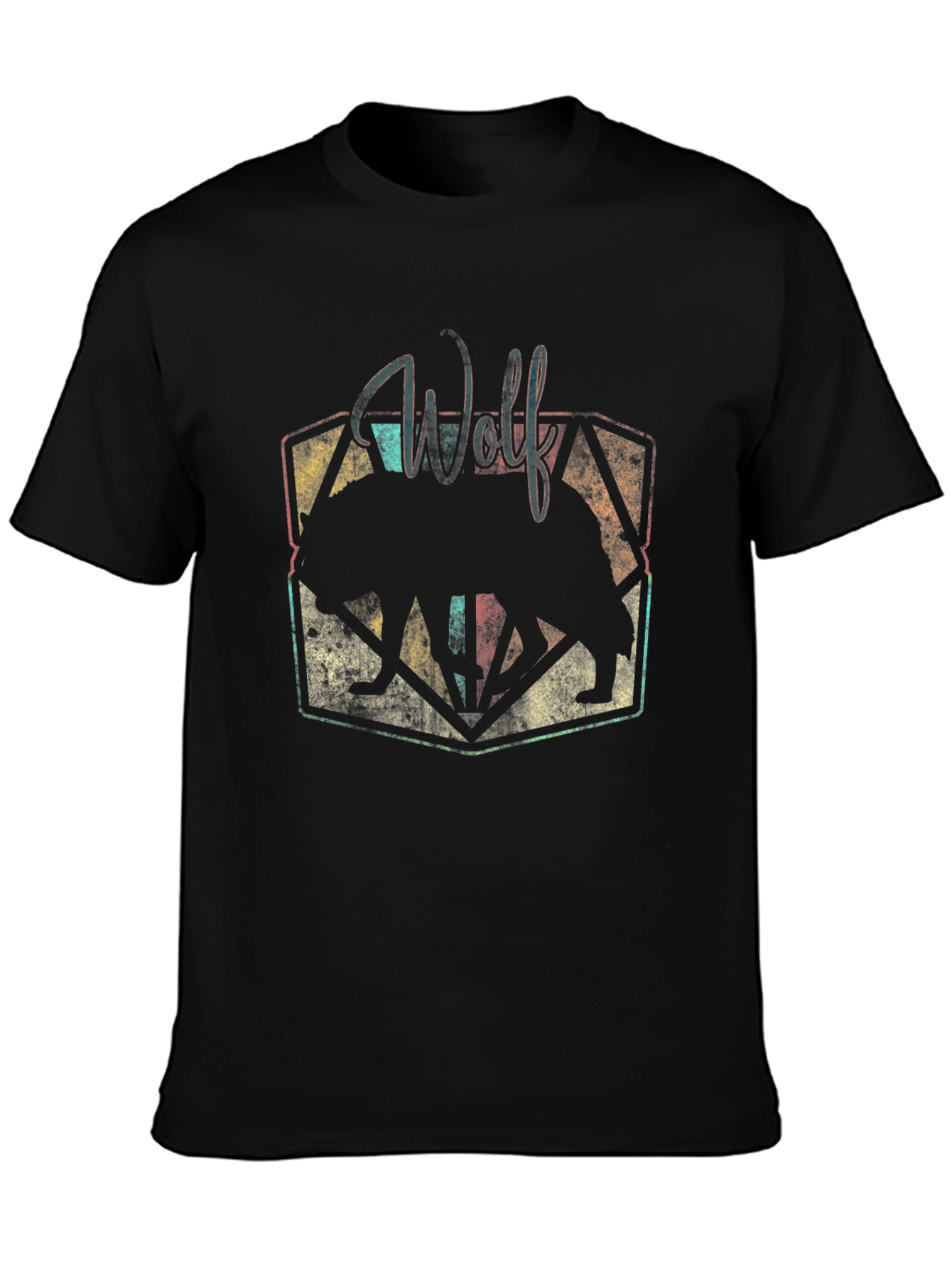 Wolf Graphic Print Black T-Shirt