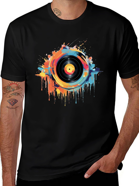 Vinyl Record Graphic Tee - Colorful Music Shirt