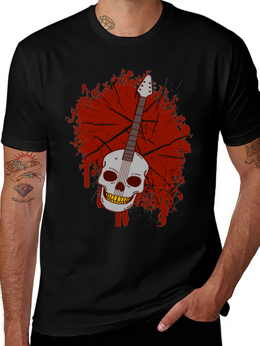 Skull Guitar Graphic T-Shirt - Rock & Roll Style
