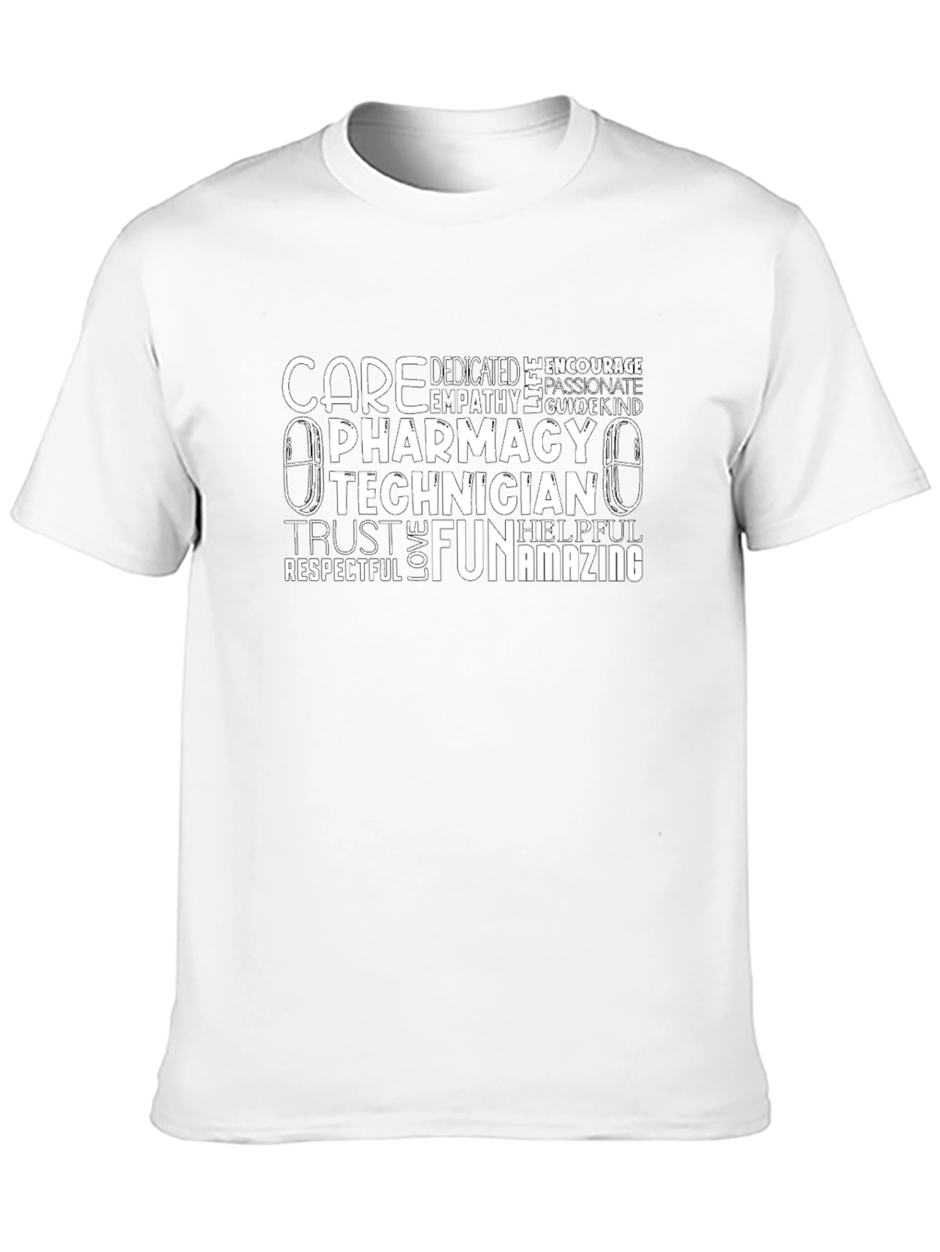 Pharmacy Technician Word Art Black T-Shirt