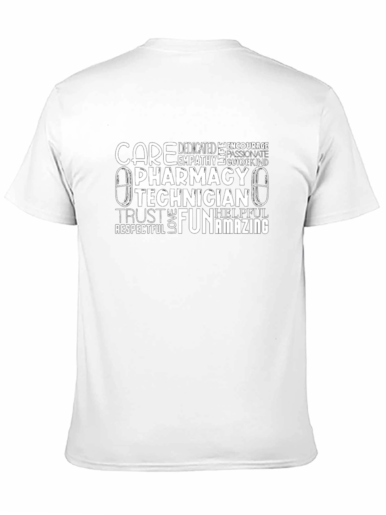 Pharmacy Technician Word Art Black T-Shirt