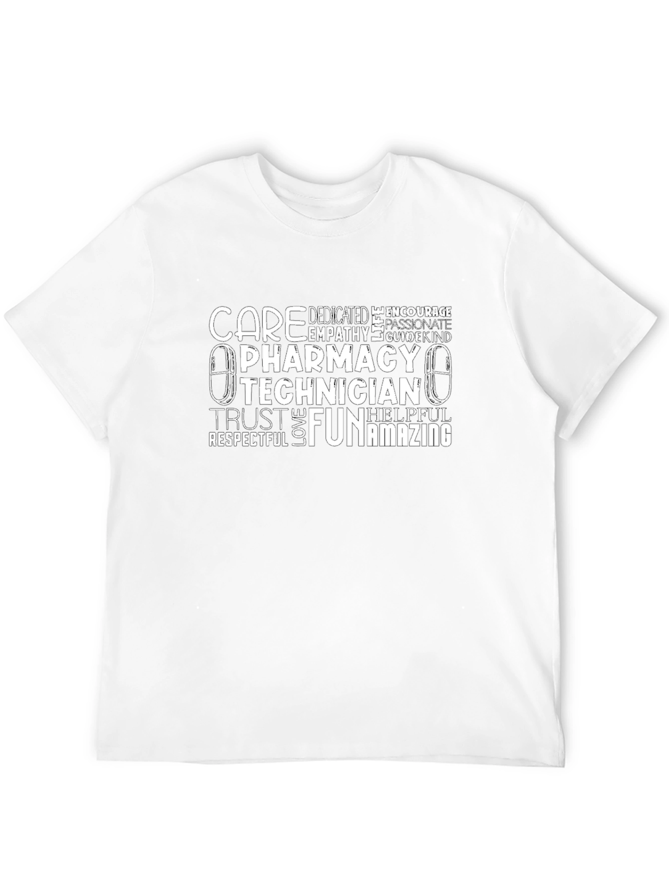 Pharmacy Technician Word Art Black T-Shirt