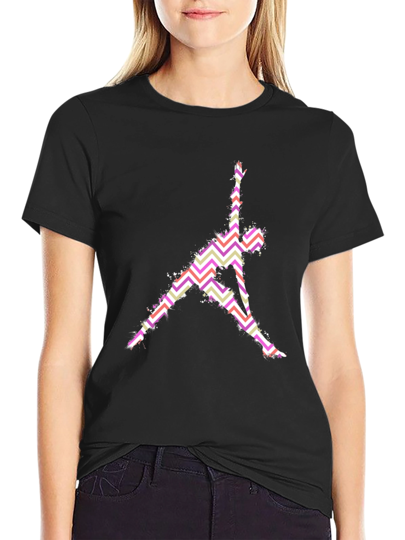 Yoga Pose Graphic Print Black T-Shirt