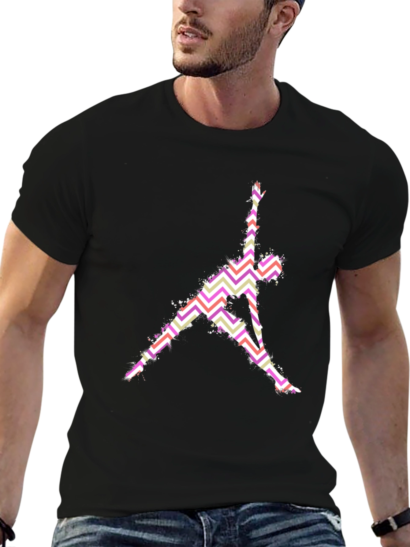 Yoga Pose Graphic Print Black T-Shirt