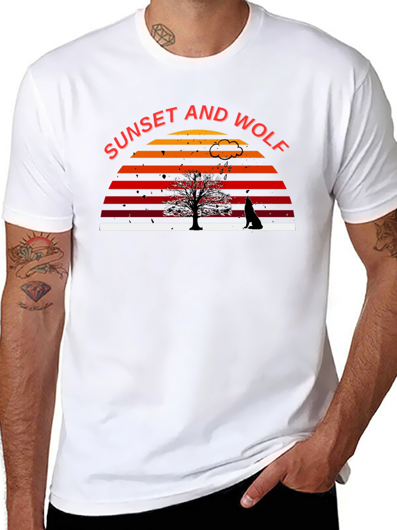 Sunset and Wolf Graphic Tee - Nature Inspired Design