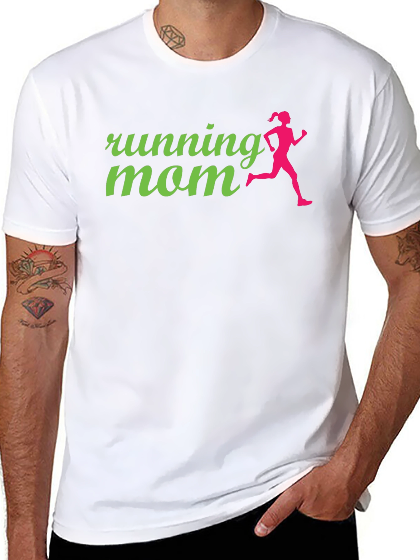 Running Mom Graphic Tee - Black Cotton Shirt