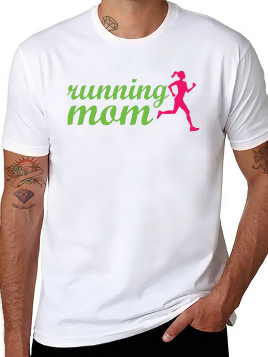 Running Mom Graphic Tee - Black Cotton Shirt