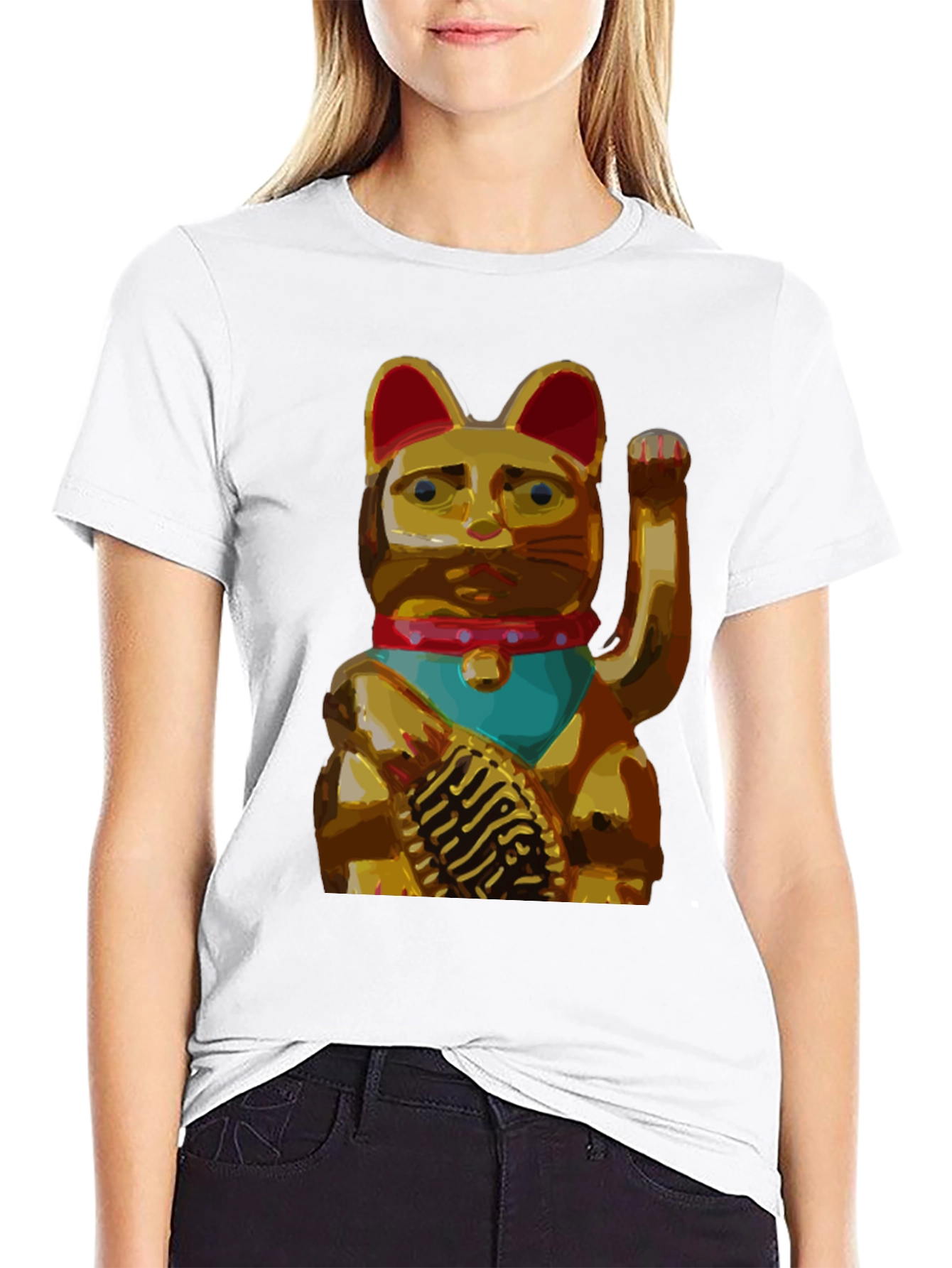 Lucky Cat Graphic Tee - Black