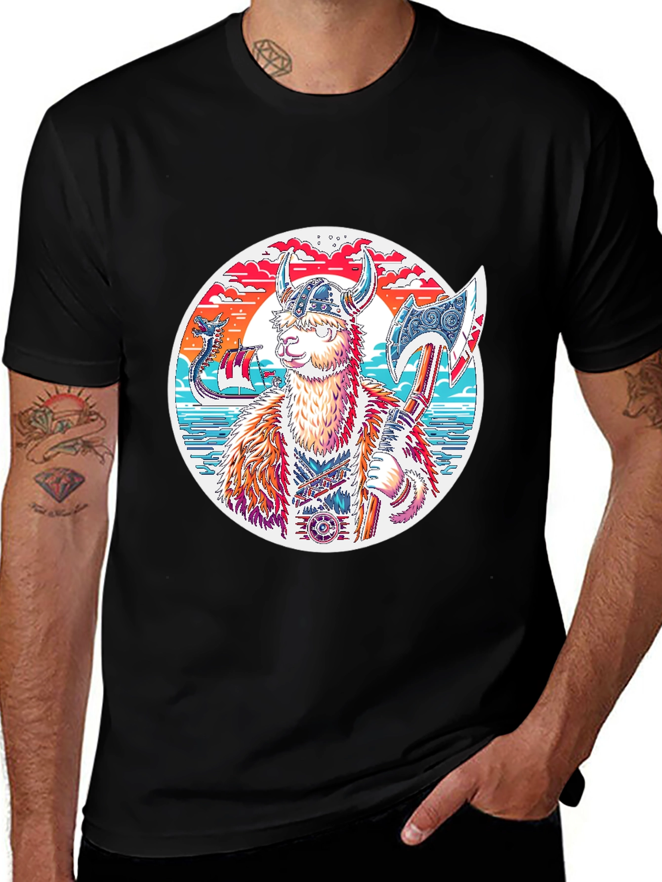 Viking Llama T-Shirt - Unique Graphic Tee