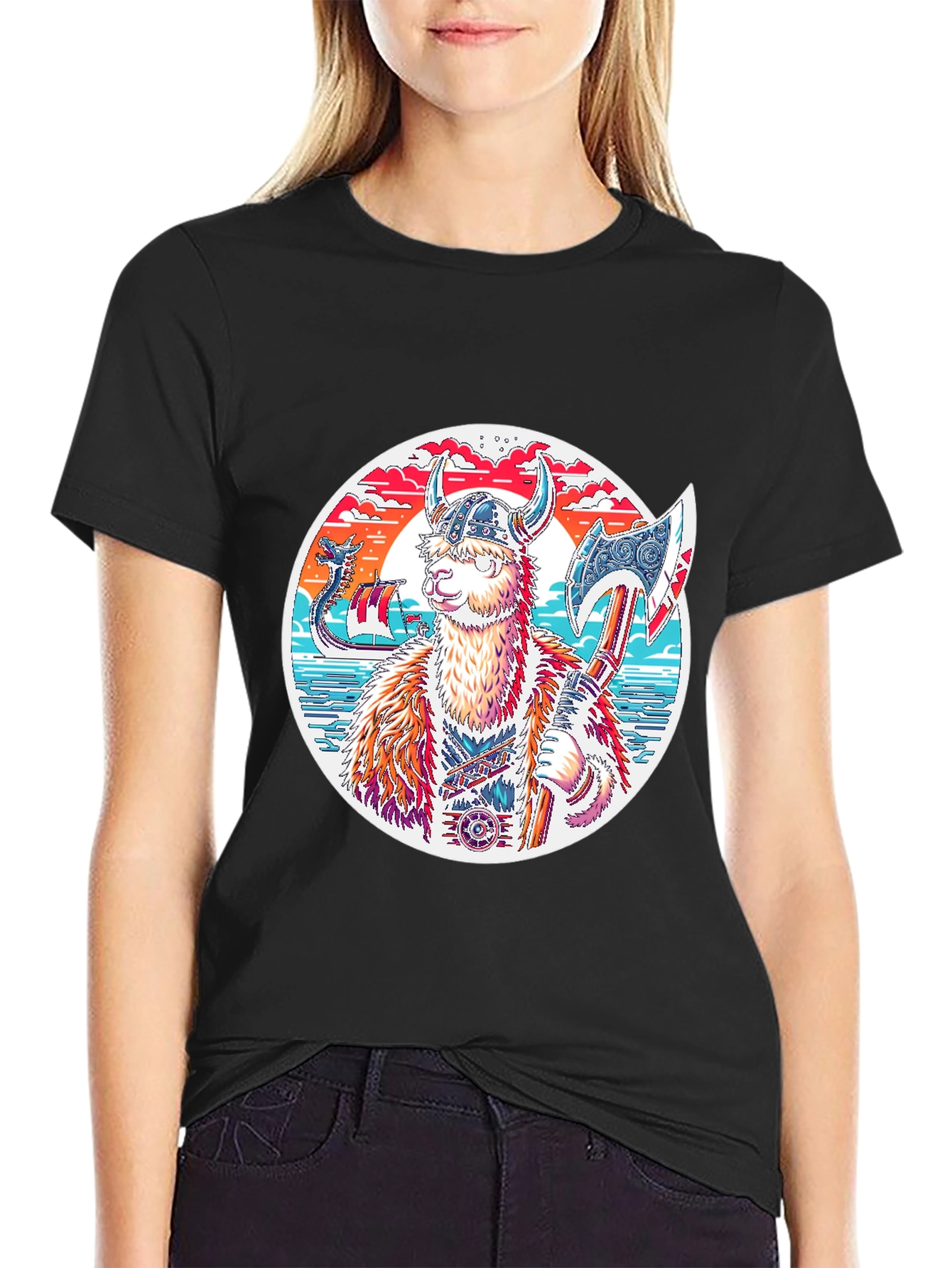 Viking Llama T-Shirt - Unique Graphic Tee