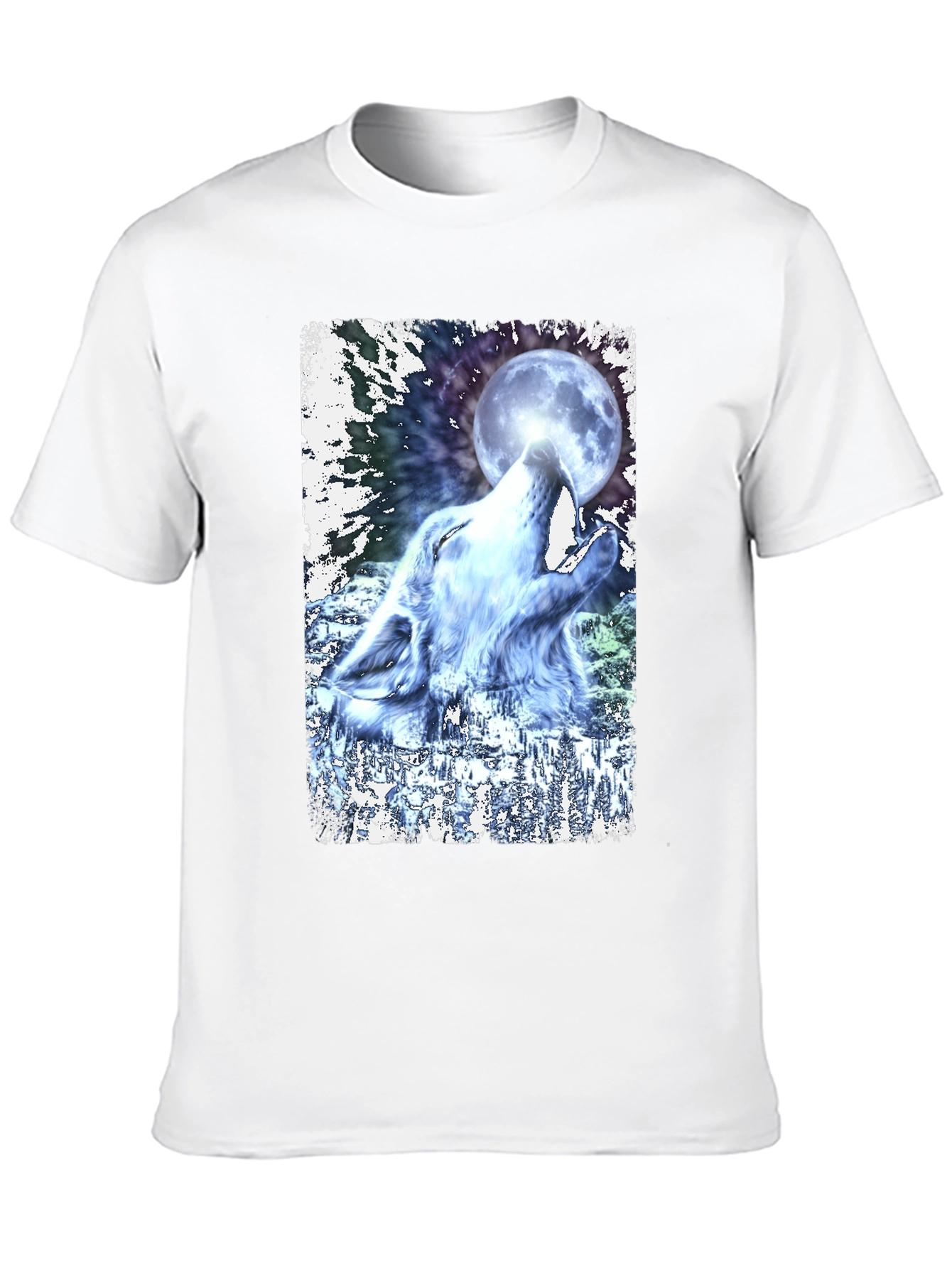 Wolf Howling at Moon Graphic Black T-Shirt