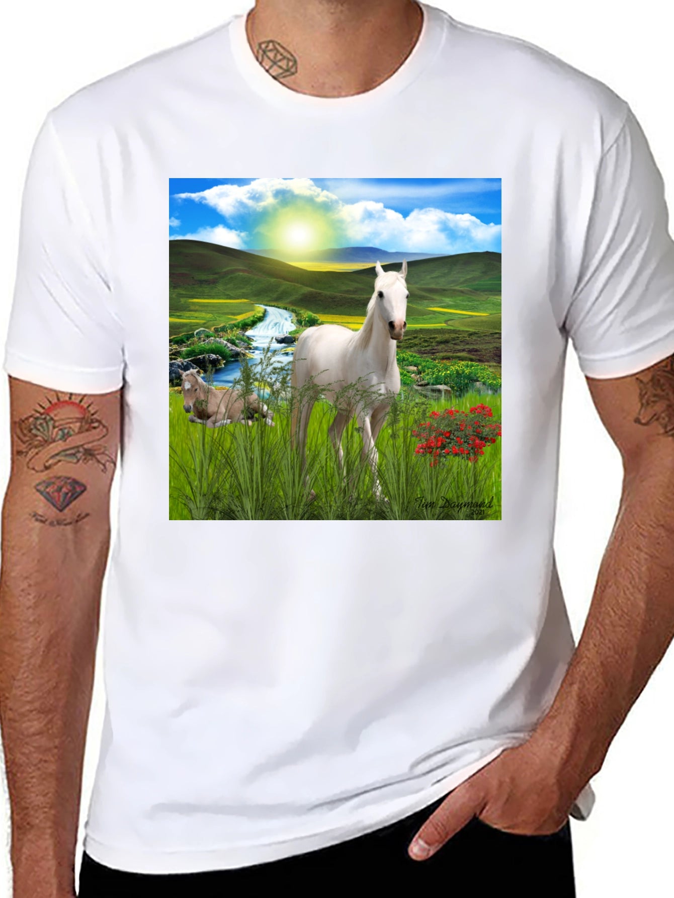 Horse Landscape Graphic Tee - Nature Inspired