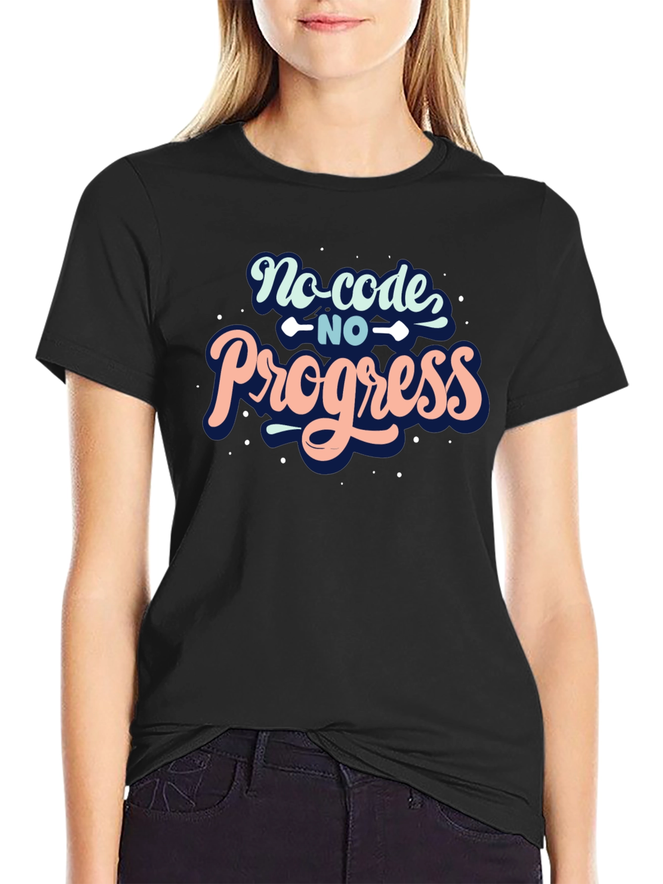 No Code No Progress Black Tee