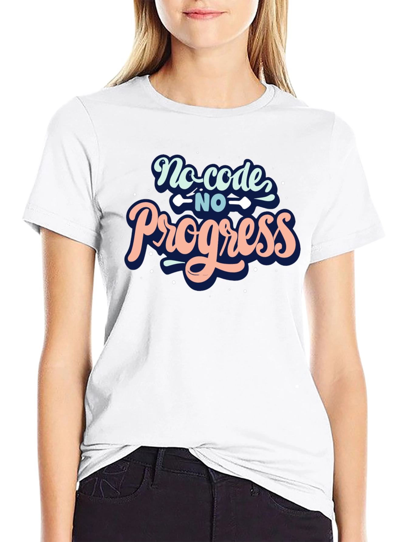 No Code No Progress Black Tee