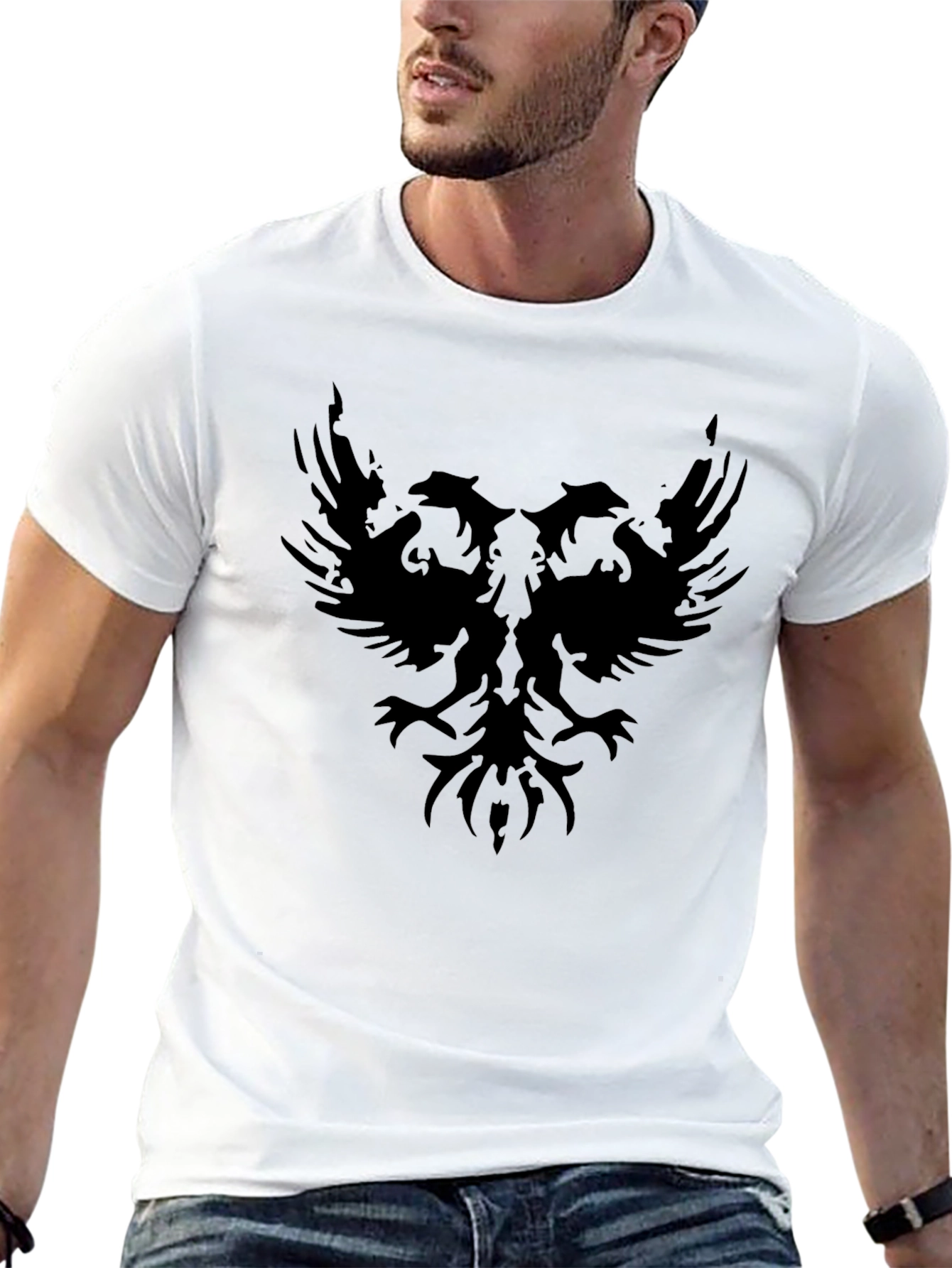 Black Two-Headed Eagle Graphic Tee - Stylish & Unique