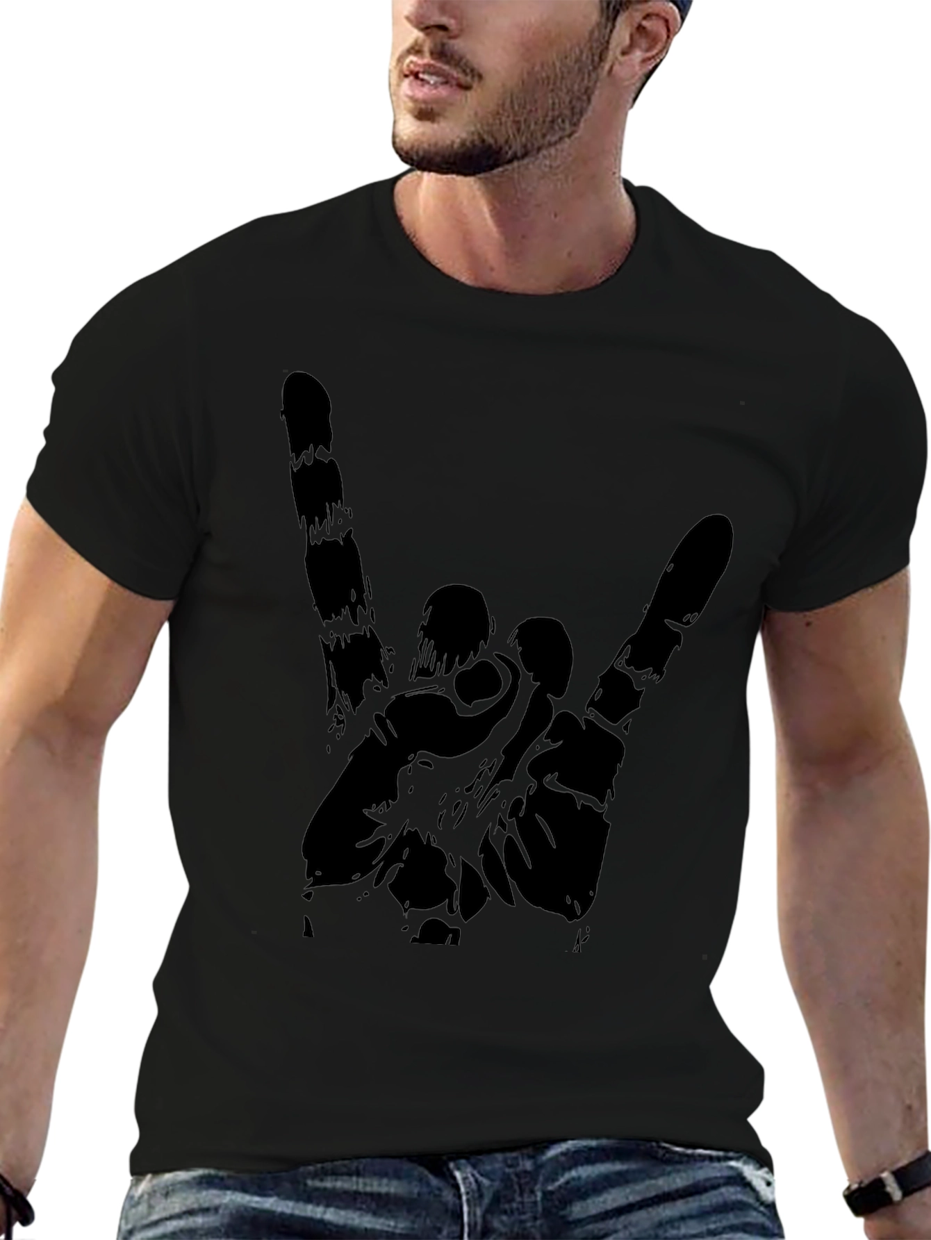 Rock On Graphic Black T-Shirt
