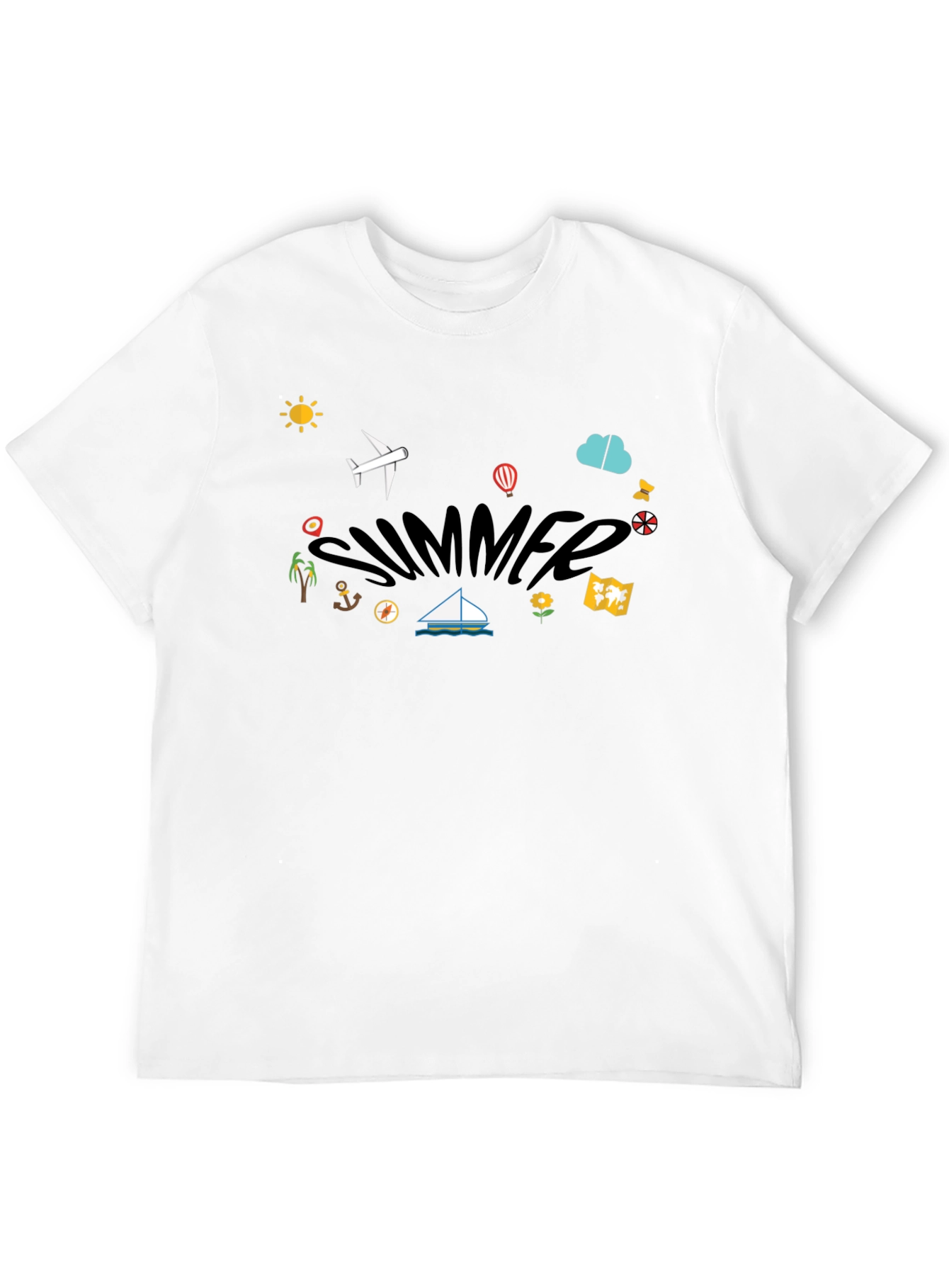 Summer Vacation Graphic T-Shirt - Black