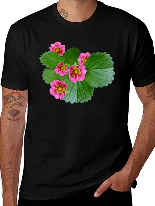Floral Print Black T-Shirt - Nature Inspired Design