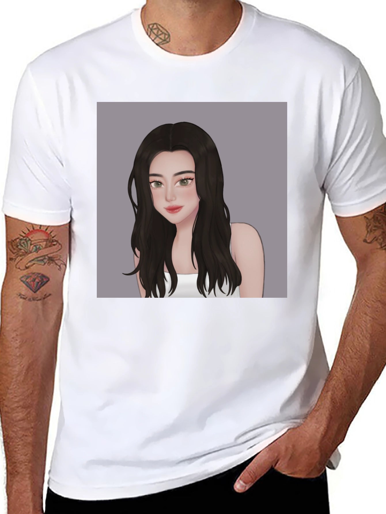 Stylish Black T-Shirt with Anime Girl Graphic