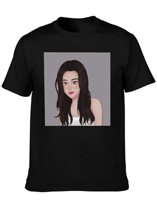 Stylish Black T-Shirt with Anime Girl Graphic