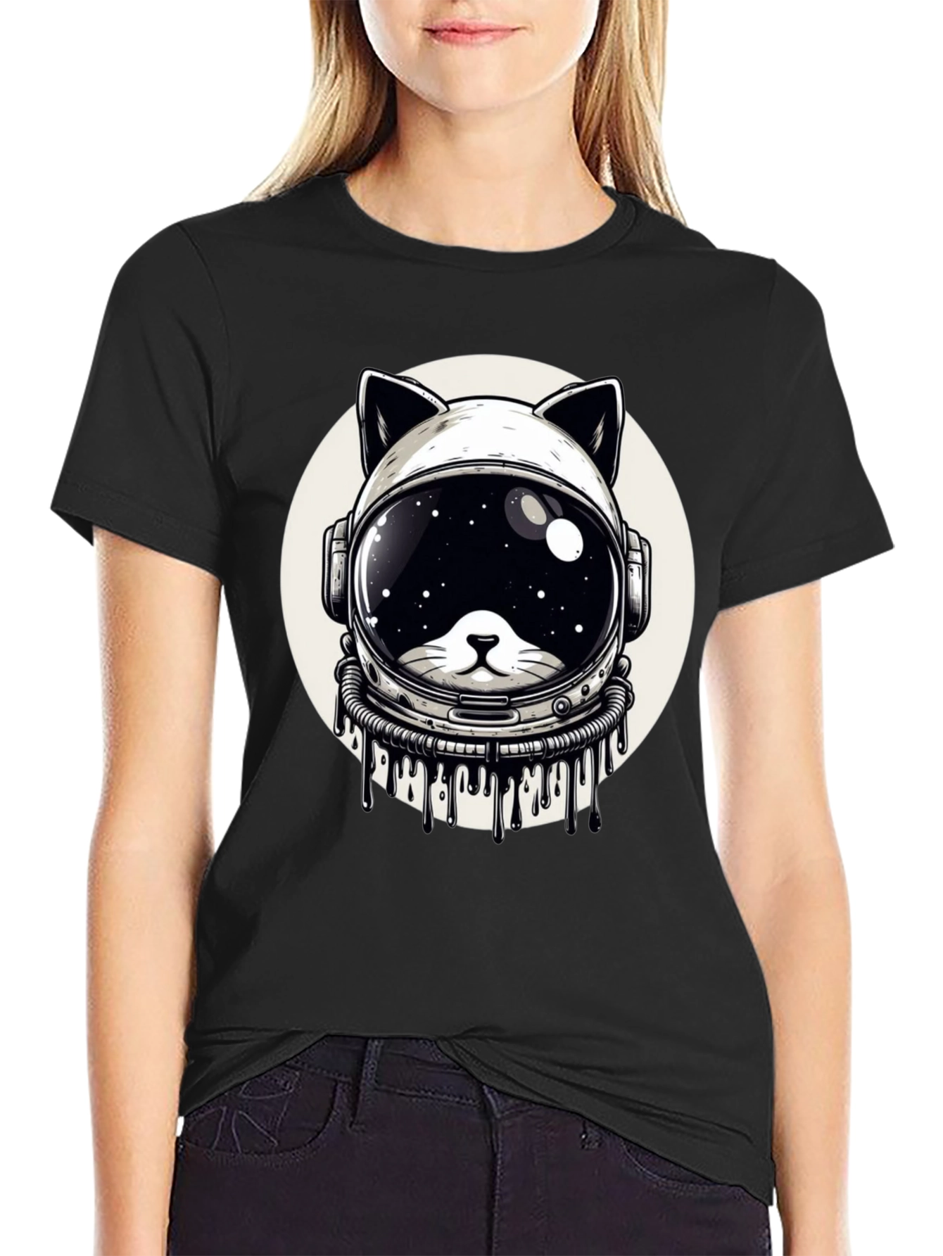 Cosmic Cat Astronaut T-Shirt - Galaxy Space Kitten Tee