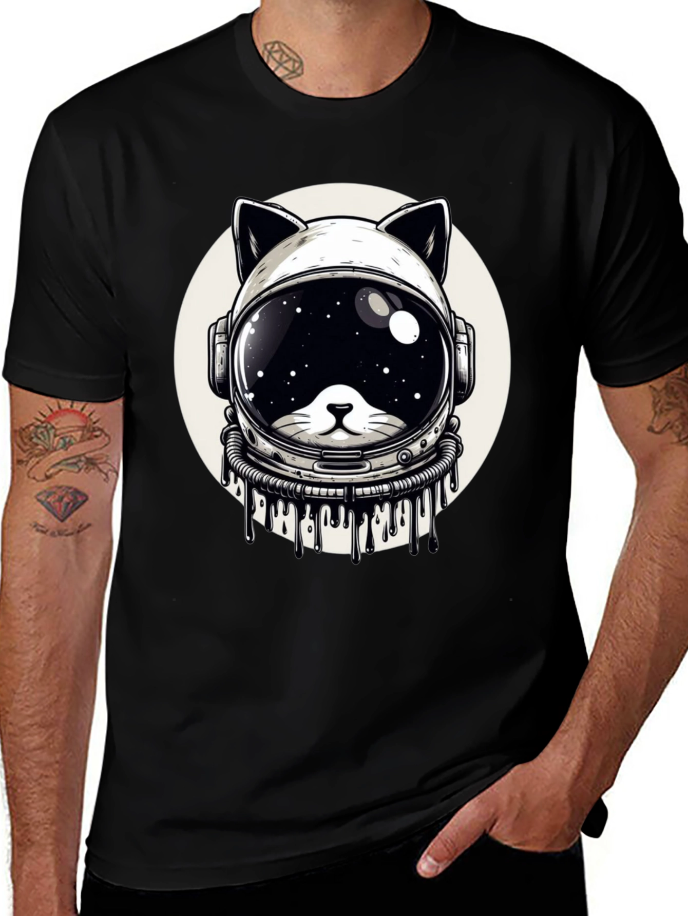 Cosmic Cat Astronaut T-Shirt - Galaxy Space Kitten Tee