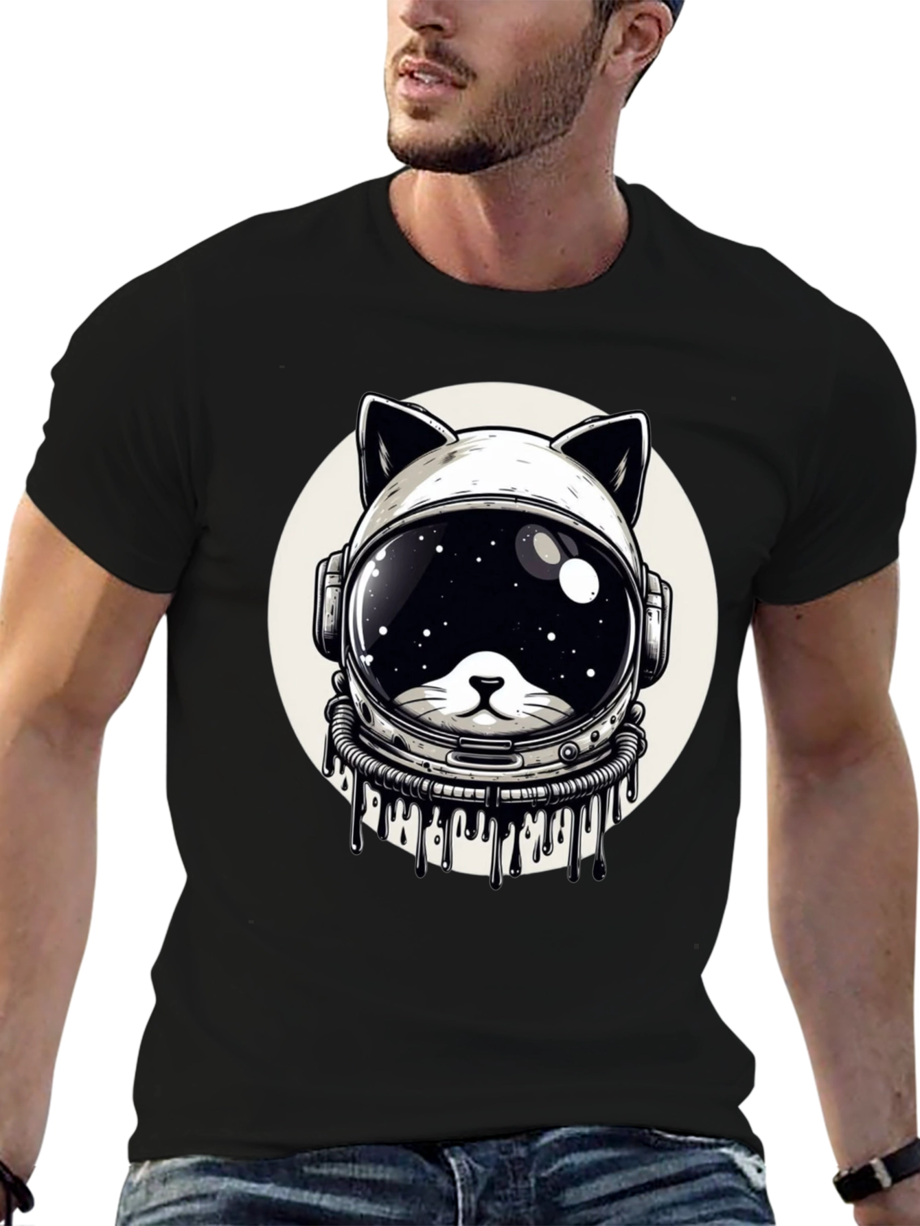 Cosmic Cat Astronaut T-Shirt - Galaxy Space Kitten Tee