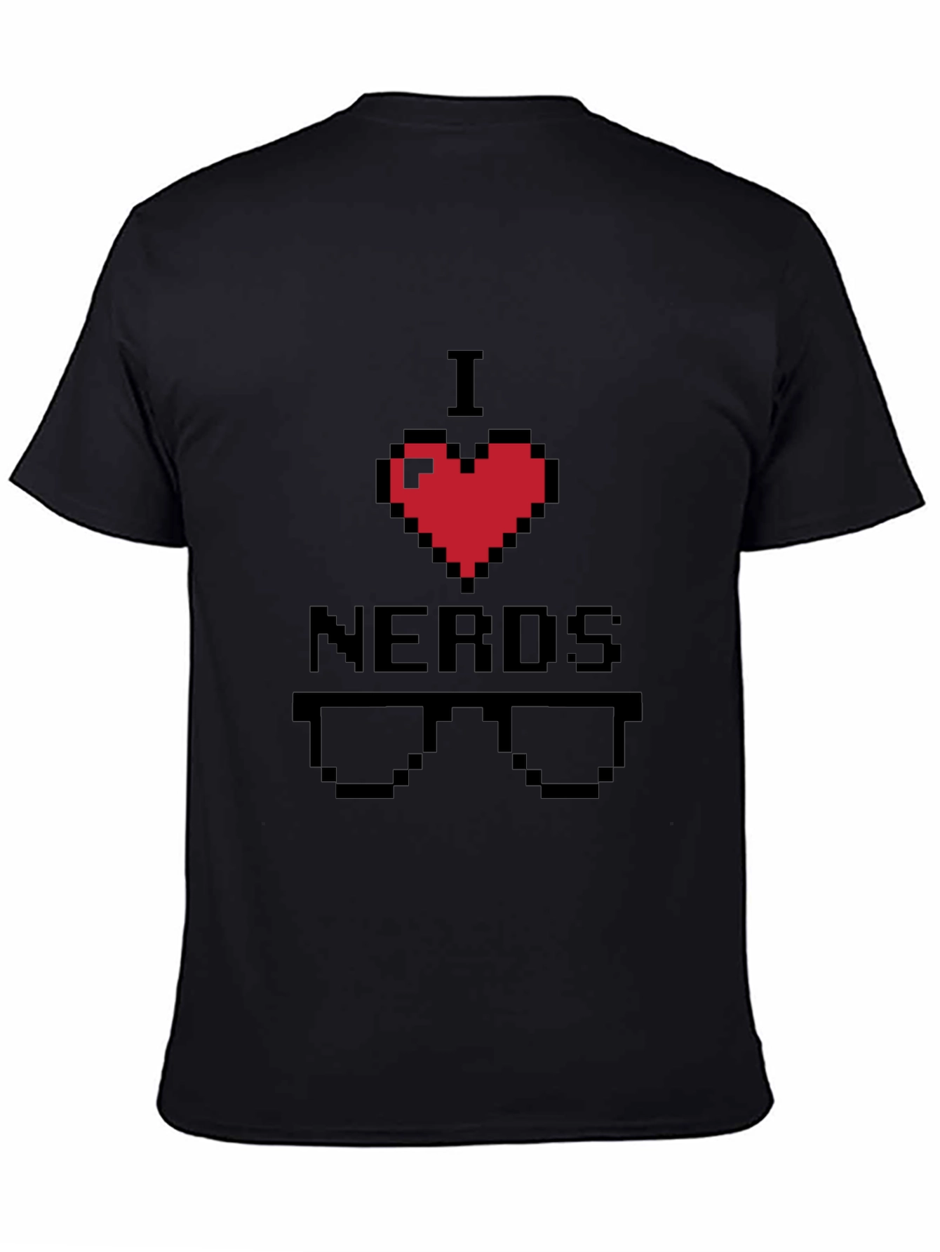I Heart Nerds Pixel Art Black T-Shirt