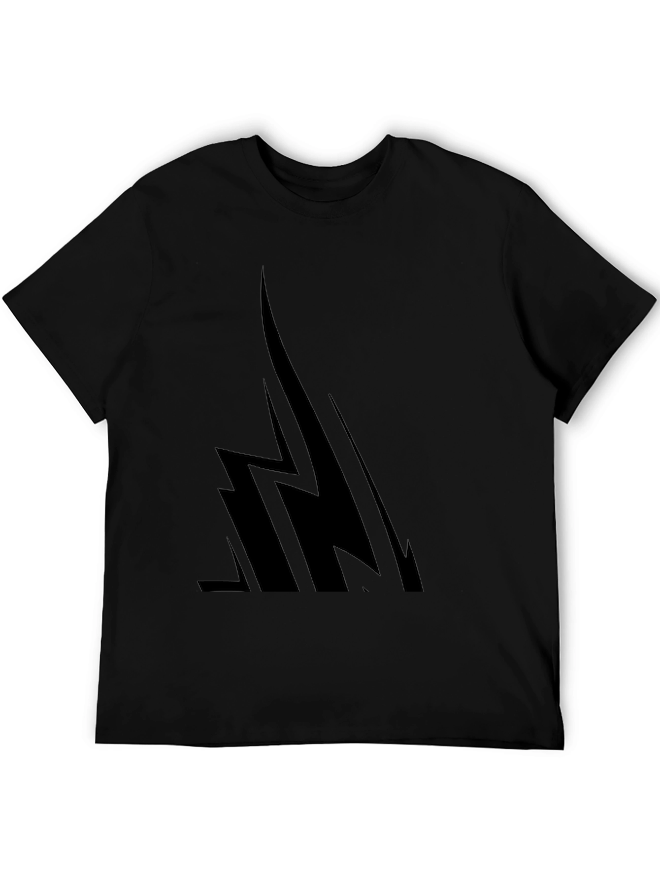 Mens Black Graphic Tee - Abstract Lightning Bolt Design