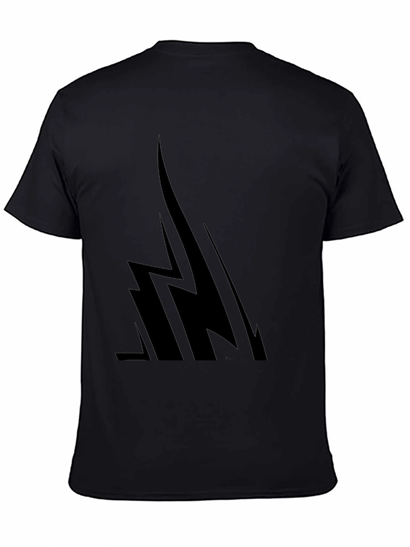 Mens Black Graphic Tee - Abstract Lightning Bolt Design