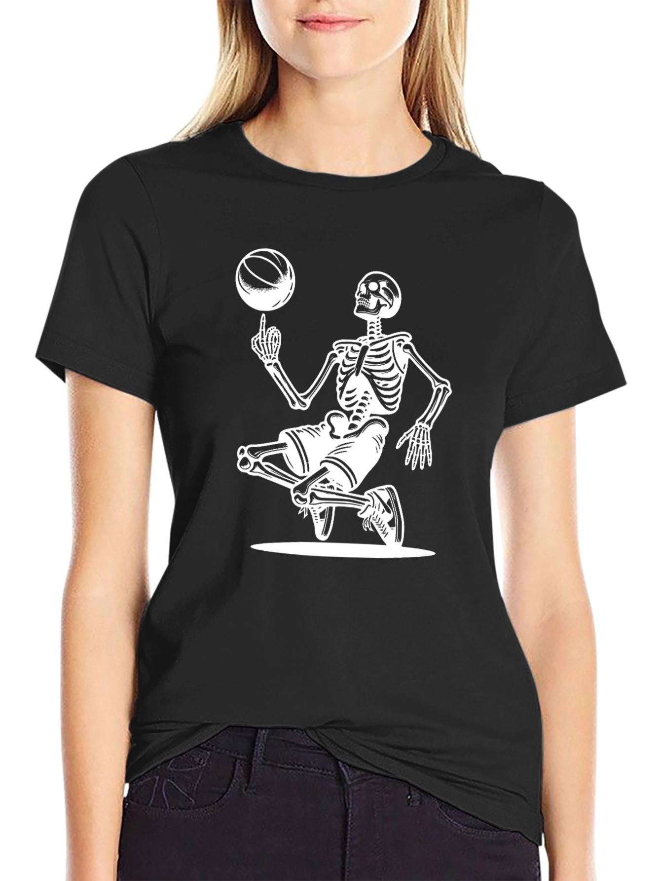 Skeleton Basketball T-Shirt - Spin to Win!
