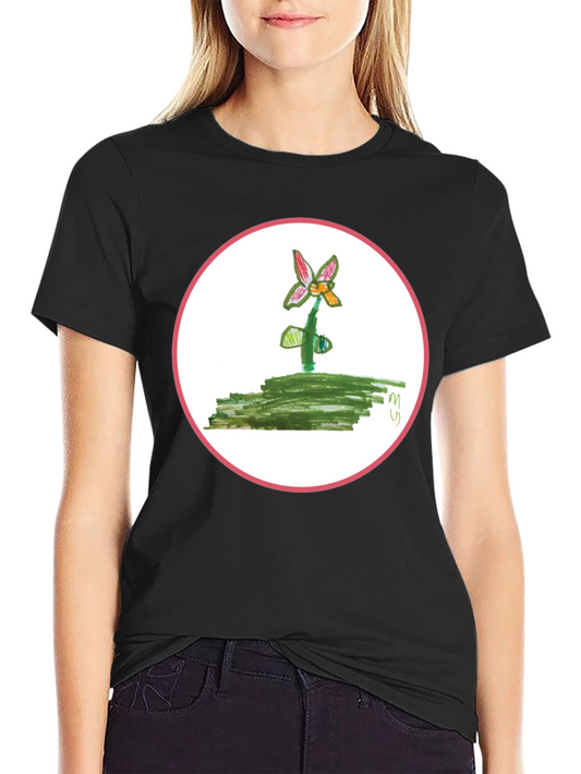 Floral Drawing T-Shirt - Unique Kid Art Design