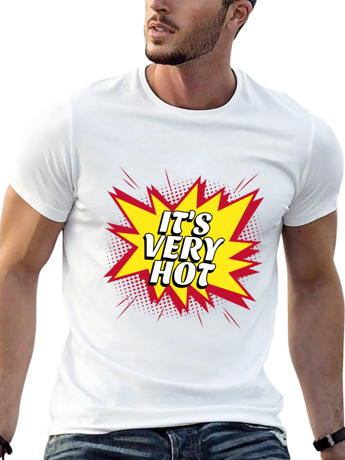Its Very Hot! Graphic Print Black T-Shirt
