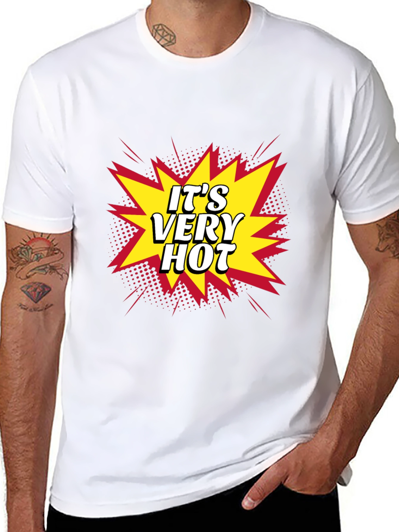 Its Very Hot! Graphic Print Black T-Shirt