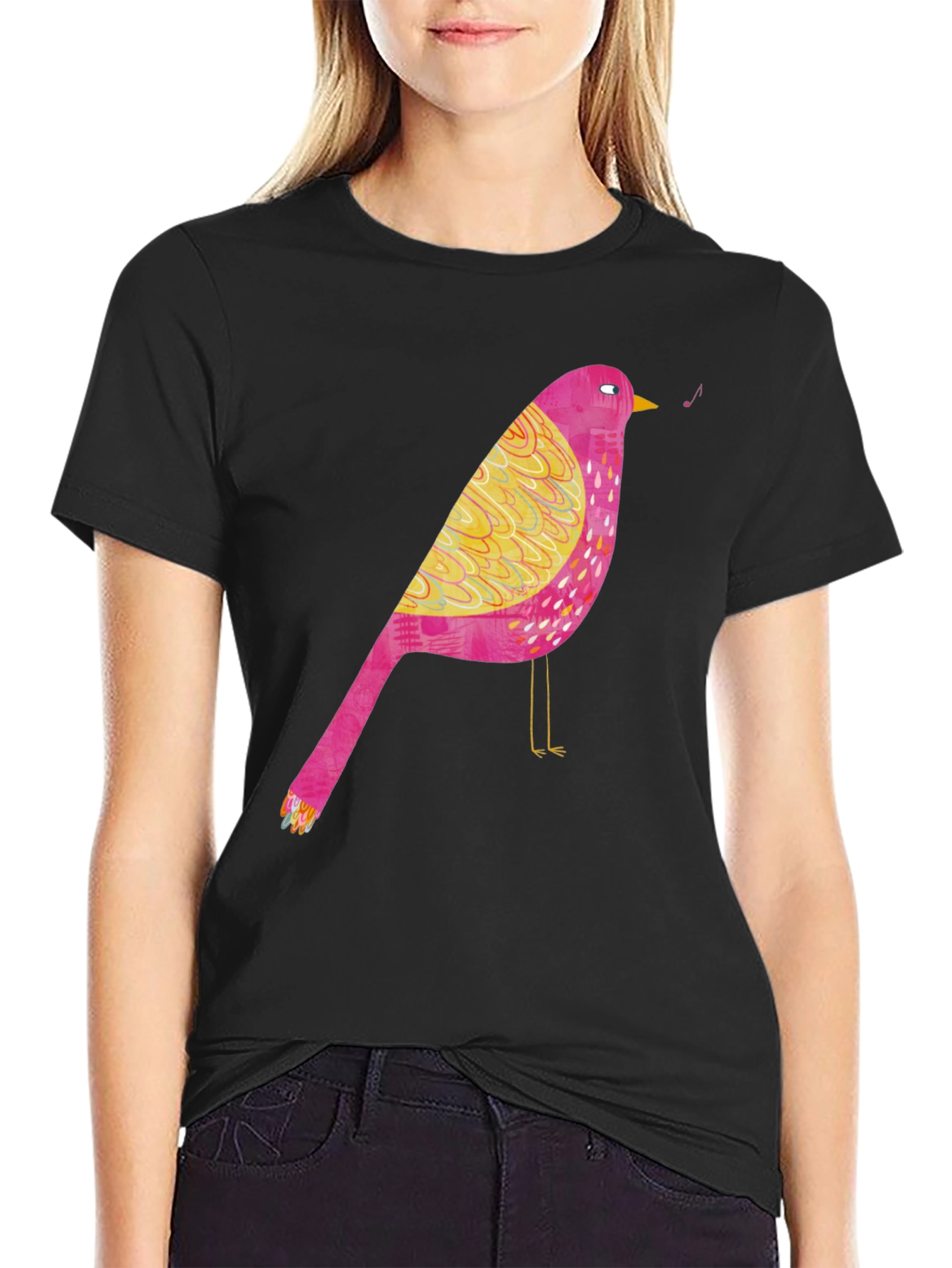 Singing Bird Graphic Tee - Black