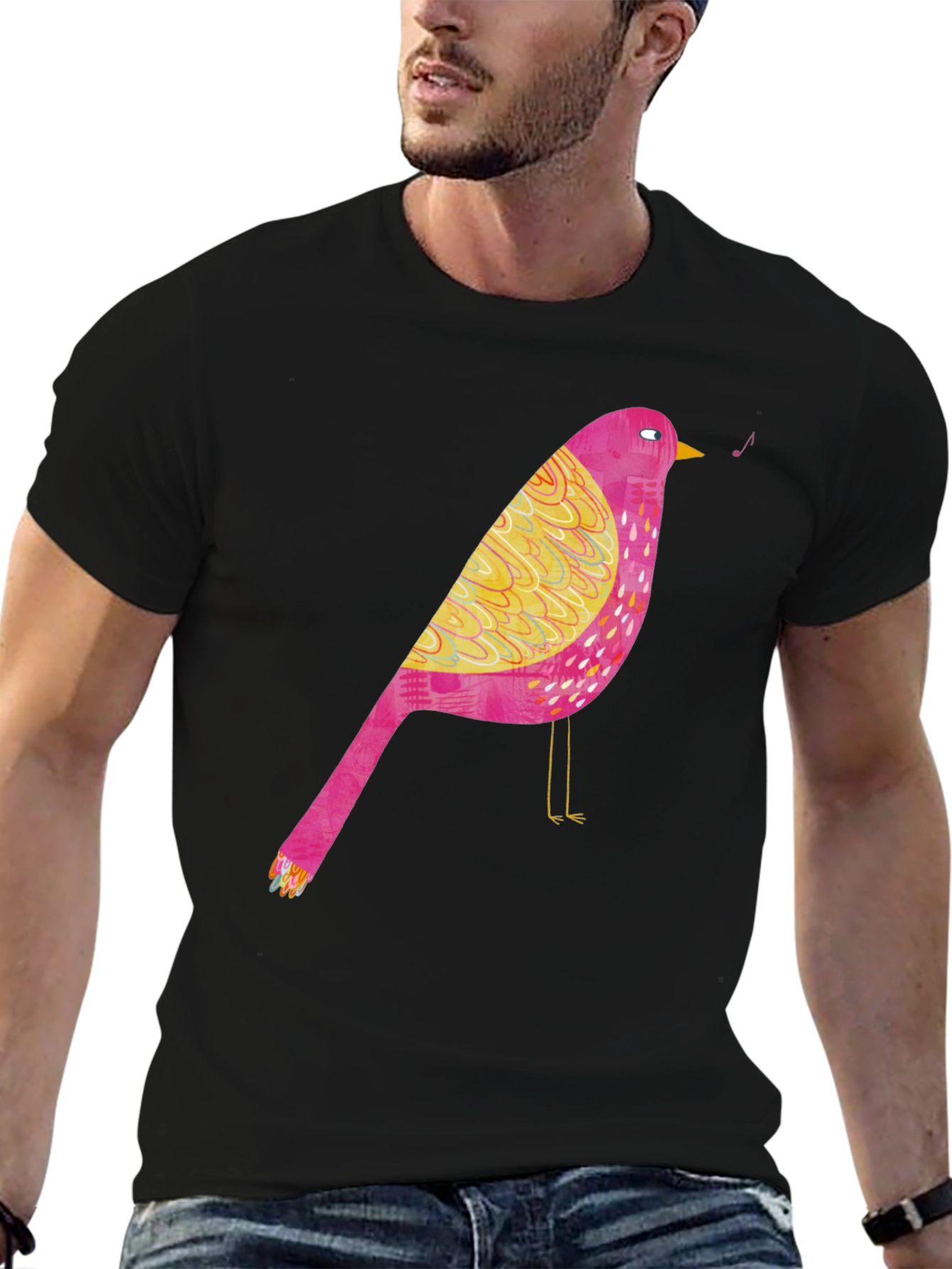 Singing Bird Graphic Tee - Black