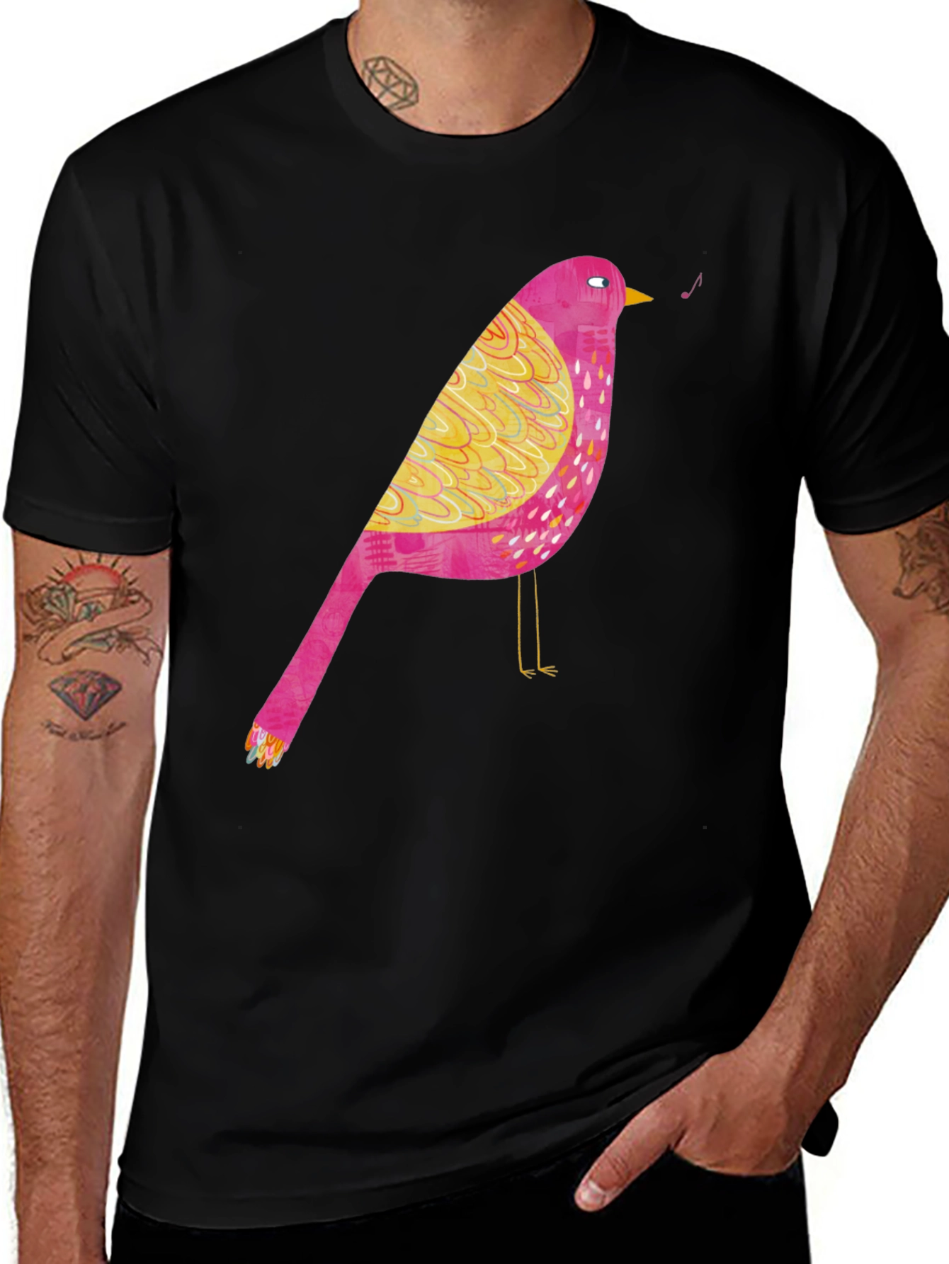 Singing Bird Graphic Tee - Black