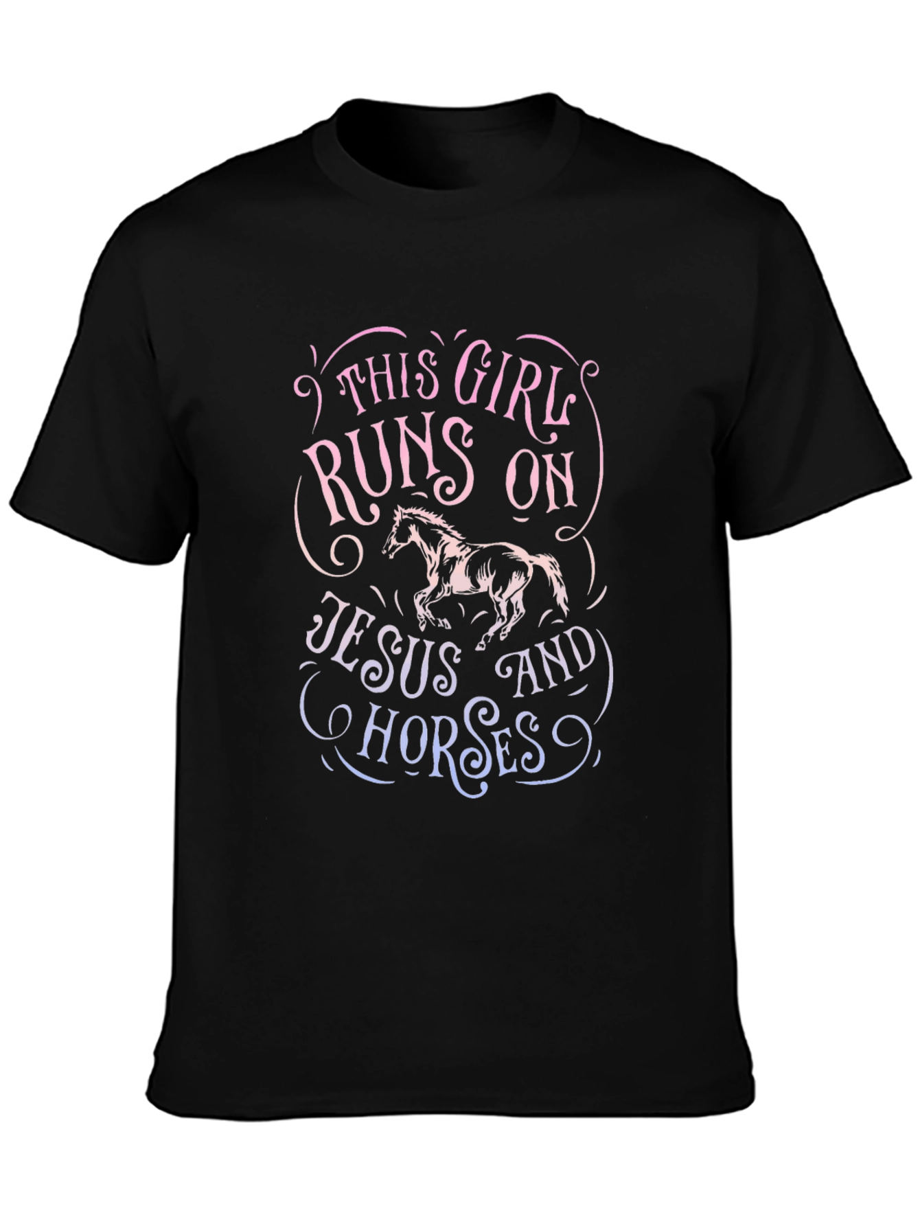 Girl Runs on Jesus and Horses Graphic Tee