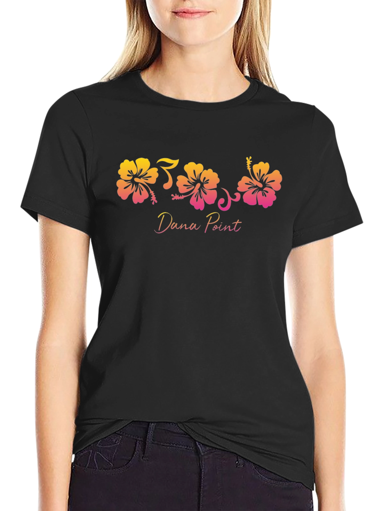 Dana Point Hibiscus Flower Graphic T-Shirt
