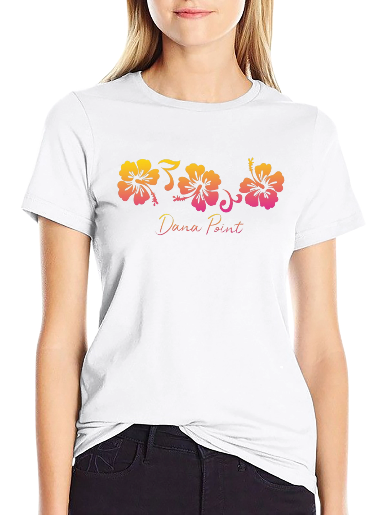 Dana Point Hibiscus Flower Graphic T-Shirt