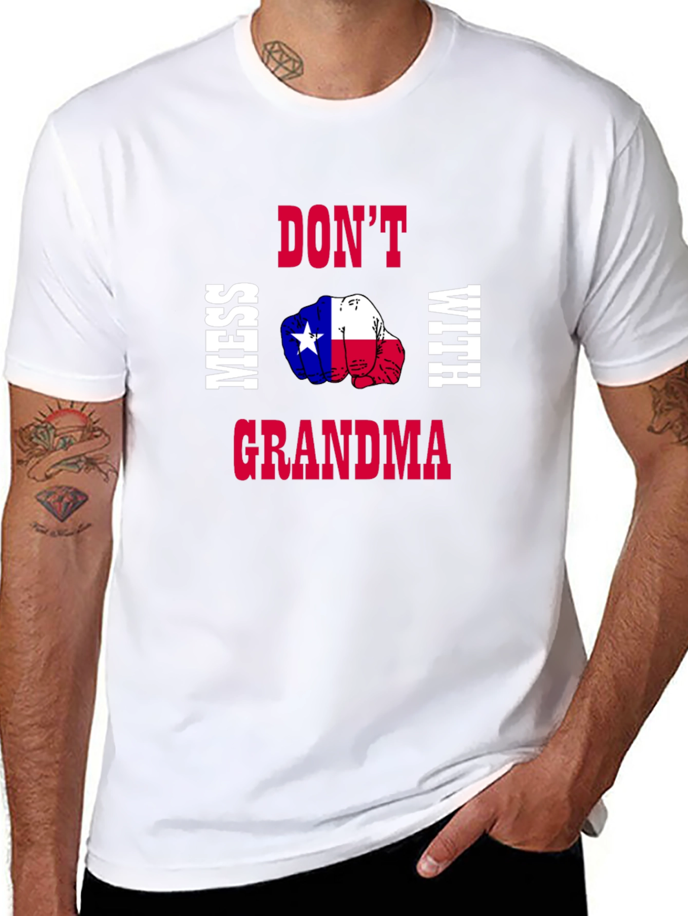 Dont Mess With Grandma Texas Flag Fist T-Shirt