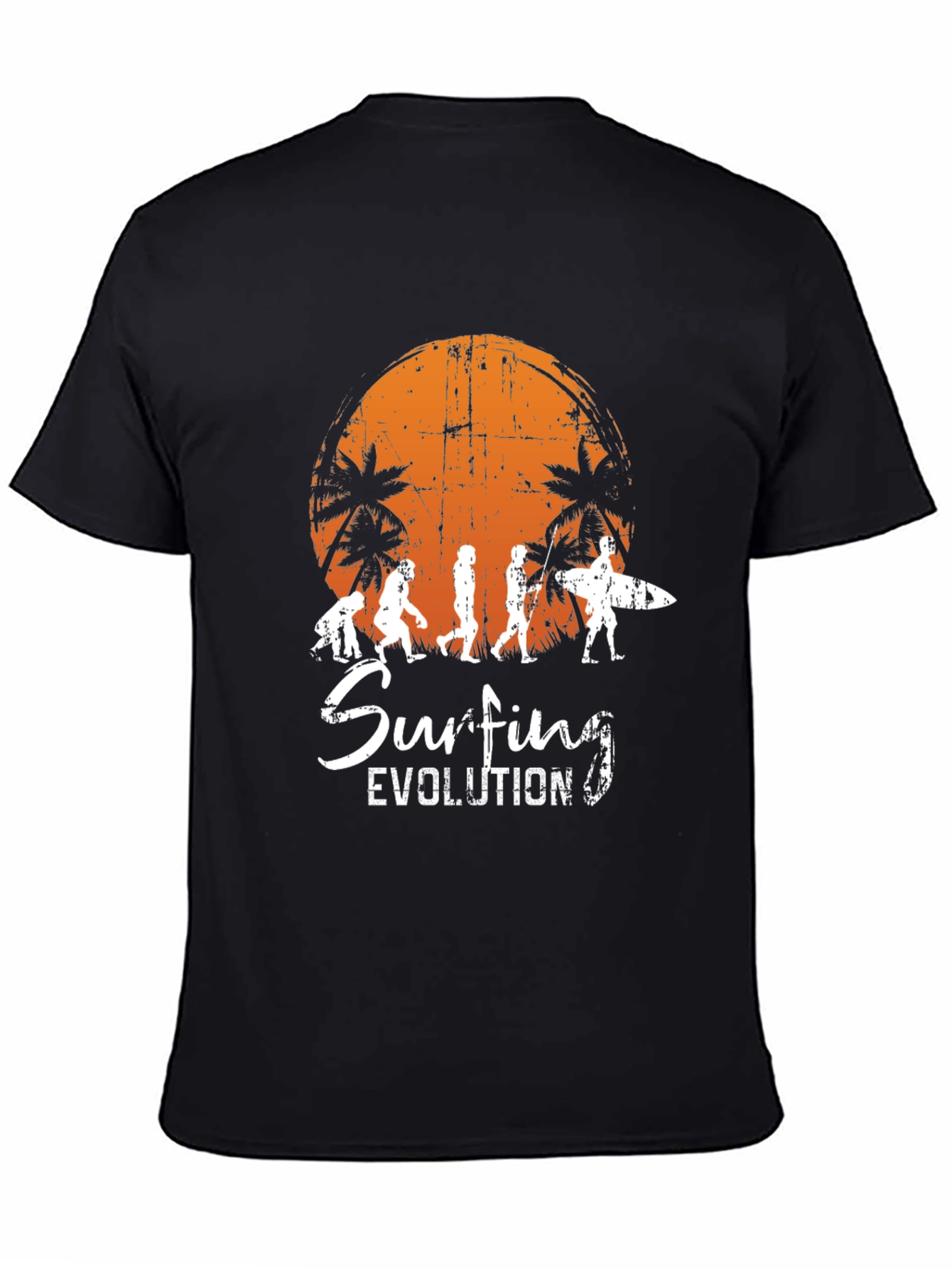 Surfing Evolution Black Graphic Tee