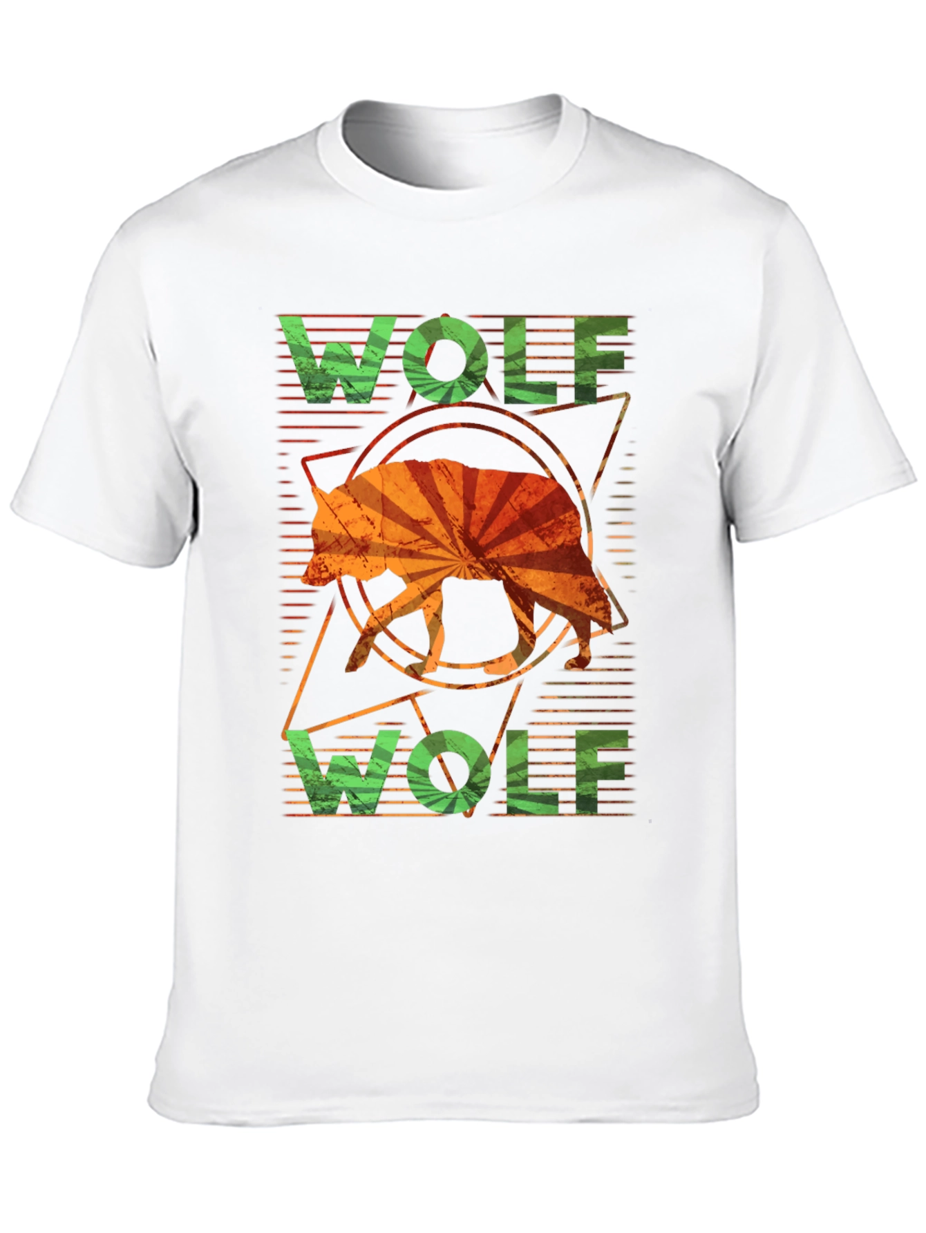 Geometric Wolf Graphic Tee - Stylish Mens Casual T-Shirt
