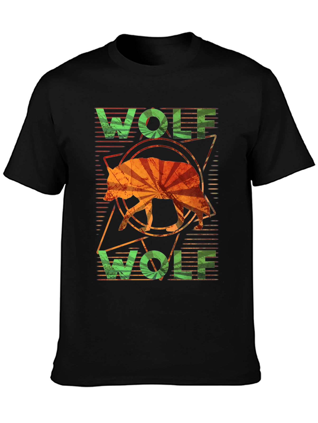 Geometric Wolf Graphic Tee - Stylish Mens Casual T-Shirt