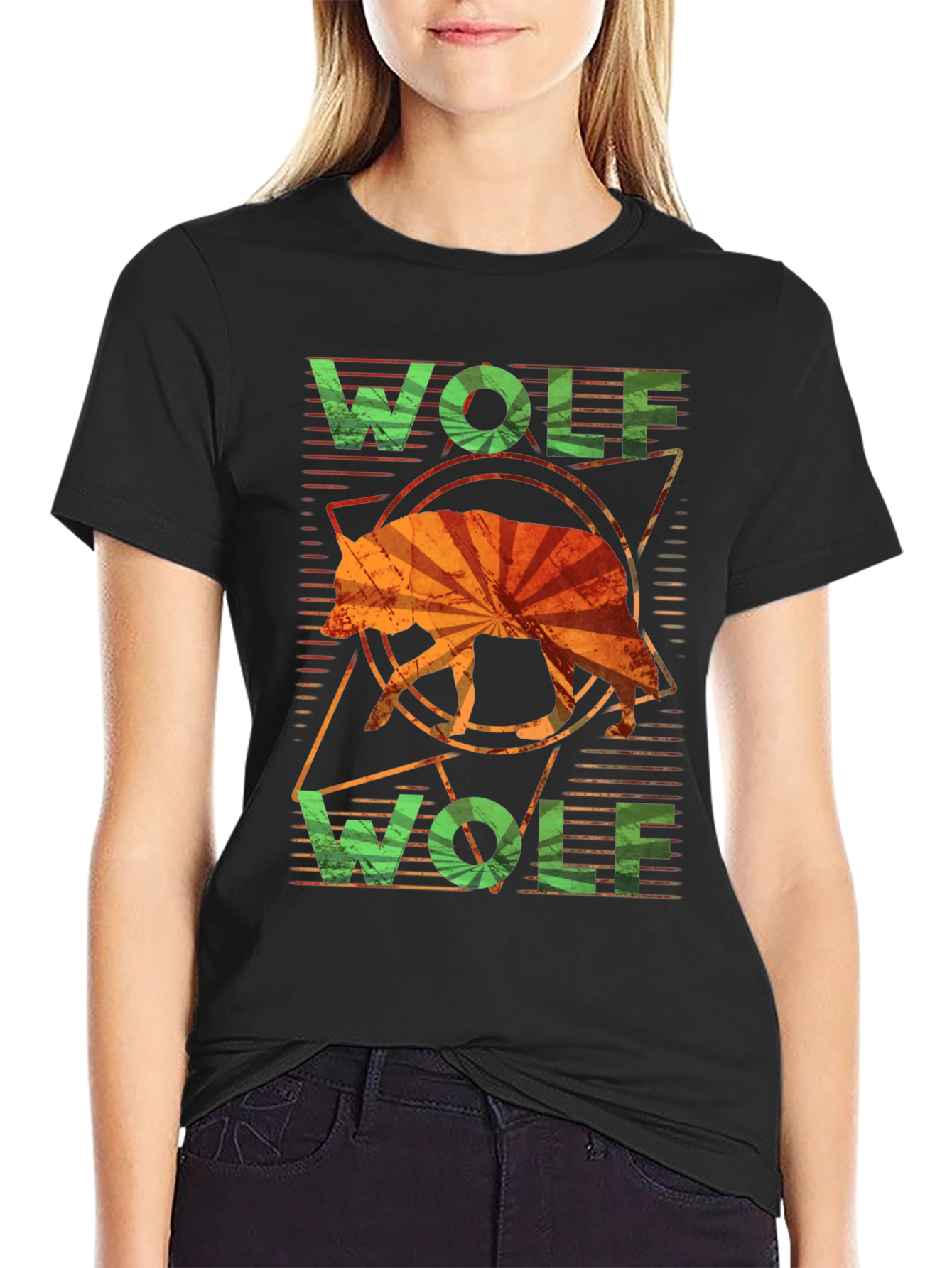 Geometric Wolf Graphic Tee - Stylish Mens Casual T-Shirt