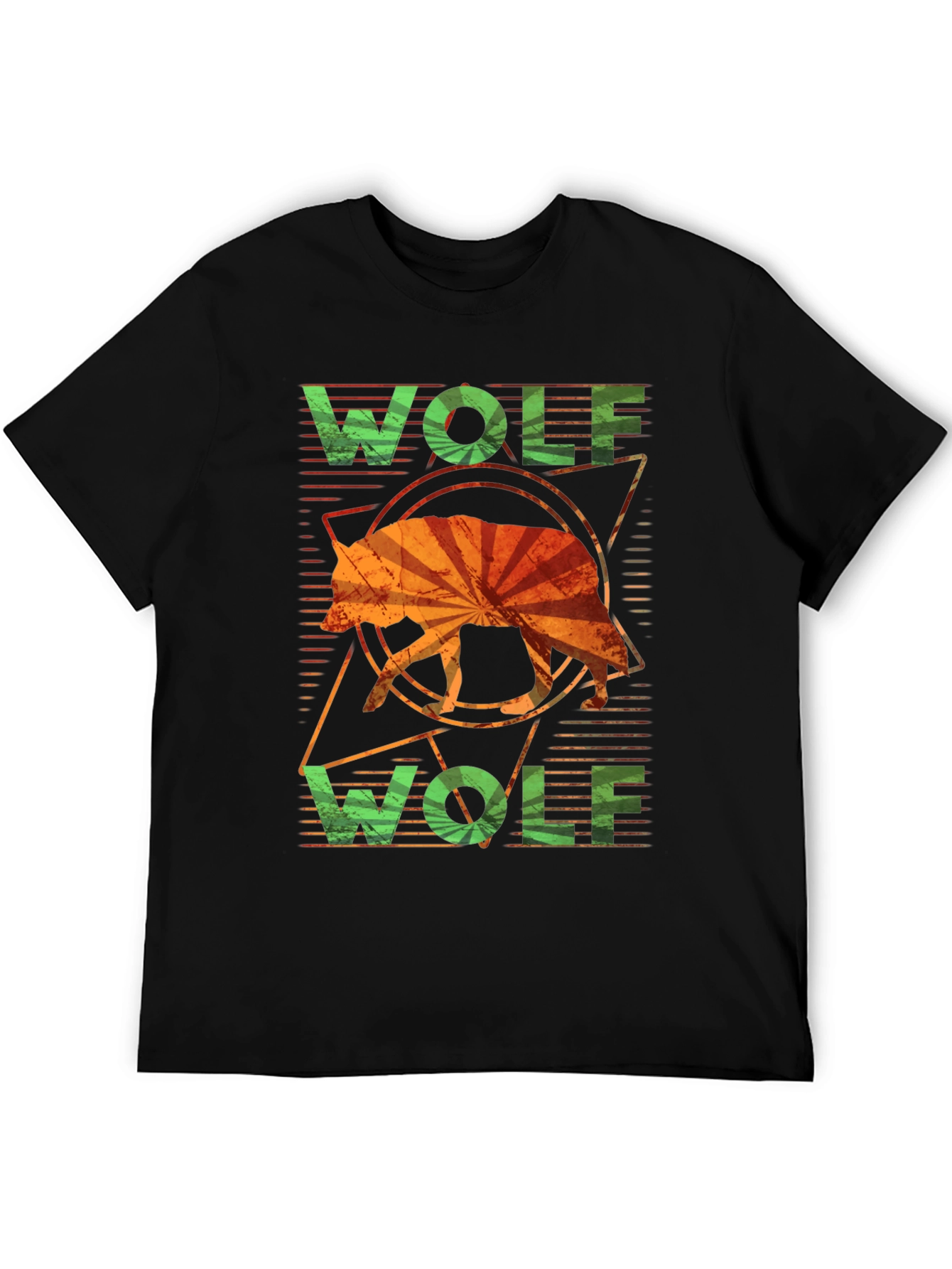 Geometric Wolf Graphic Tee - Stylish Mens Casual T-Shirt
