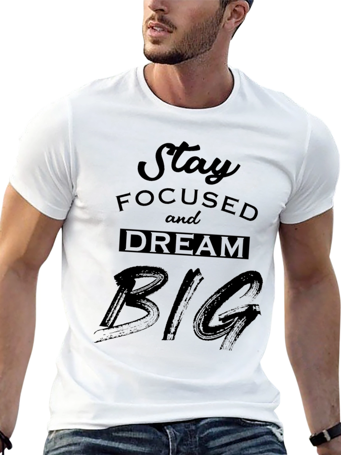 Stay Focused Dream Big Black Graphic Tee