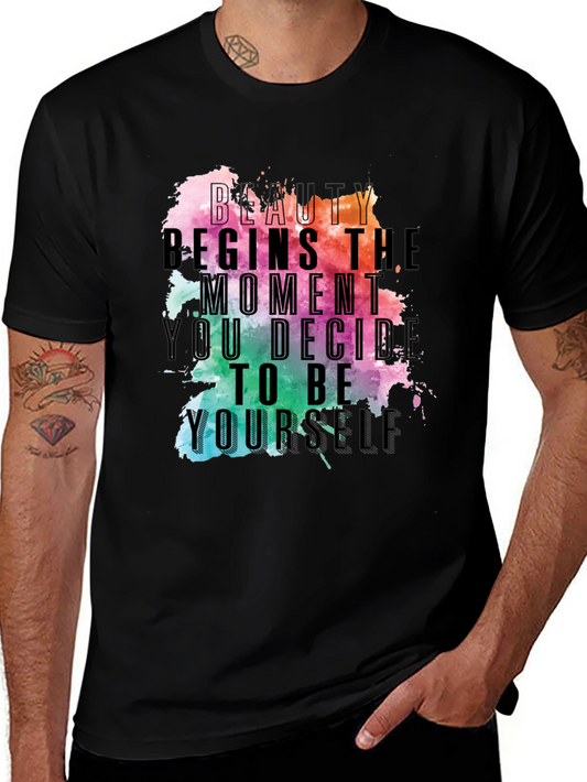 Beauty Begins Graphic Tee - Inspirational Black T-Shirt
