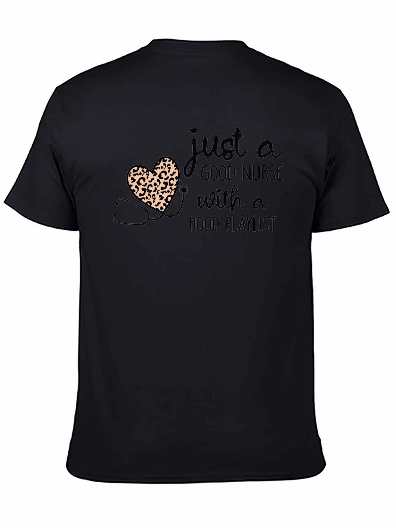 Nurse Leopard Heart Graphic T-Shirt